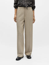 Object Sigrid Casual housut - beige meleerattu - naisten housut - muoti - pukeutuminen - lifestyle - IHANA Store