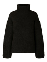 Selected Femme Gabella pooloneule - musta - villaneule - naisten vaatteet - IHANA Store