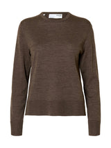 Selected Thea merinovillaneule - ruskea - naisten neuleet - merinovillavaatteet - naisten muoti - pukeutuminen - lifestyle - IHANA Store