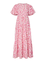 YAS Colea mekko - pinkki kukkakuvioitu -maksimekko - puuvillamekko - muoti - pukeutuminen- naisten vaatteet - IHANA Store - kotimainen verkkokauppa