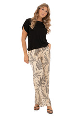 Capri Collection Lush housut - beige /kuvioitu - leveälahkeiset housut - naisten housut - muoti - lifestyle - IHANA Store - kotimainen verkkokauppa