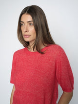 Mos Mosh Mape lyhythihainen neule -vesimeloni  - naisten neuleet - ylellinen neule - muoti - lifestyle - IHANA Store - kotimainen verkkokauppa