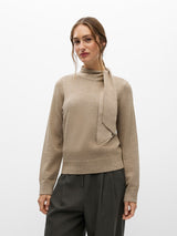 Object Thess Bow Glam neulepusero - taupe - villaton neule - yläosat - naisten vaatteet - IHANA Store - lifestylemyymälä - kotimainen verkkokauppa