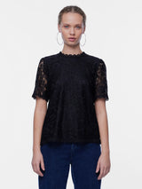 Pieces Olline t-paita - musta - pitsipaita - naisten muoti - pukeutuminen - lifestyle - IHANA Store