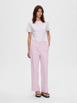 Selected Femme Myla housut - pinkki - naisten täyspitkät housut - leveät lahkeet - naisten  vaatteet - IHANA Store