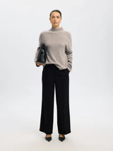 Selected Cille neule - greige - naisten neuleet - villavaatteet - villa -kasmirneule - naisten muoti - pukeutuminen - lifestyle - IHANA Store