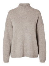 Selected Cille neule - greige - naisten neuleet - villavaatteet - villa -kasmirneule - naisten muoti - pukeutuminen - lifestyle - IHANA Store